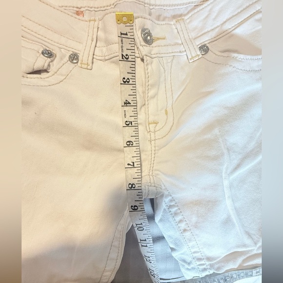 MISS ME Mid-Rise Capri Cuffed White Jeans Rhinestone Embellished - Picture 5 of 11